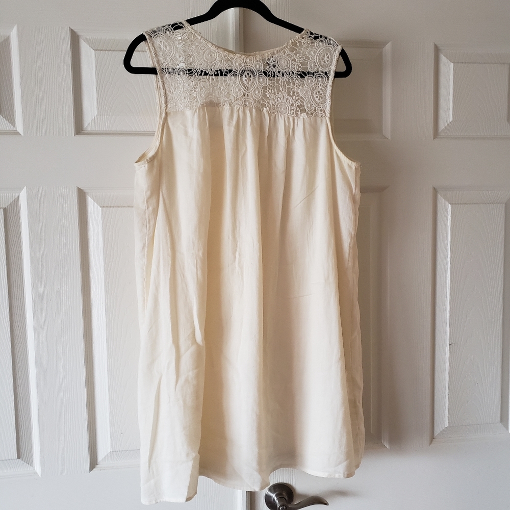 Large Off White Old Navy Lacey Crochet Neck Swing Dress